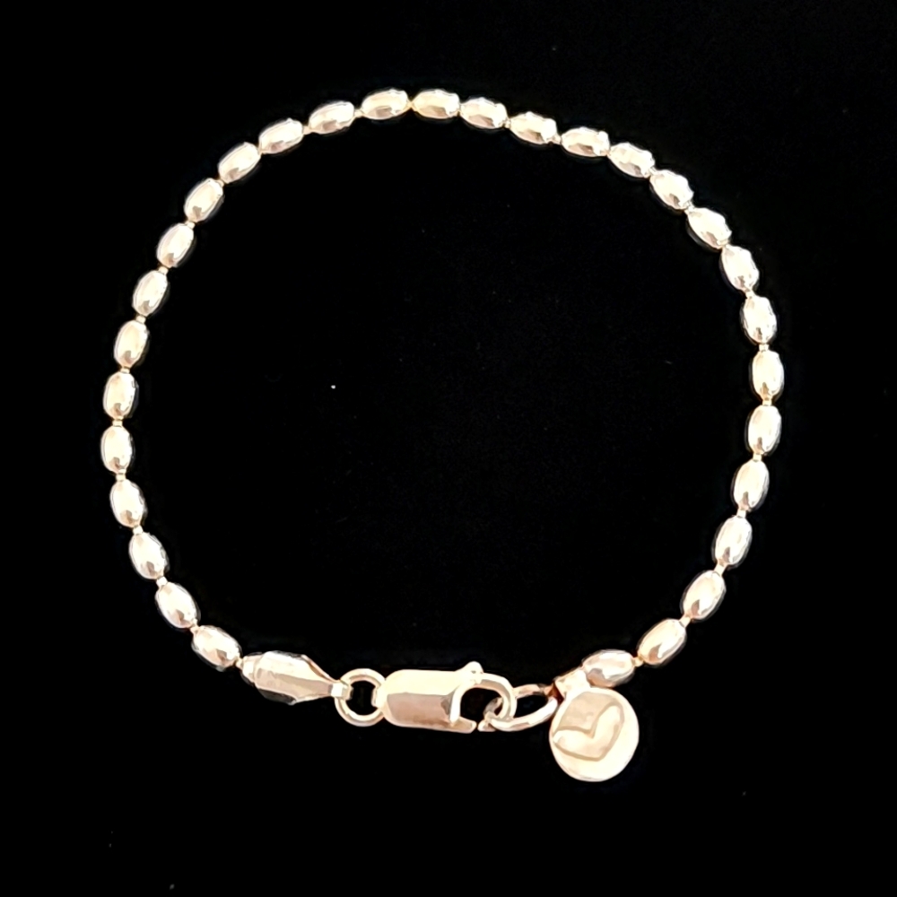 Handmade Sterling Silver Bead Chain Heart Bracelet